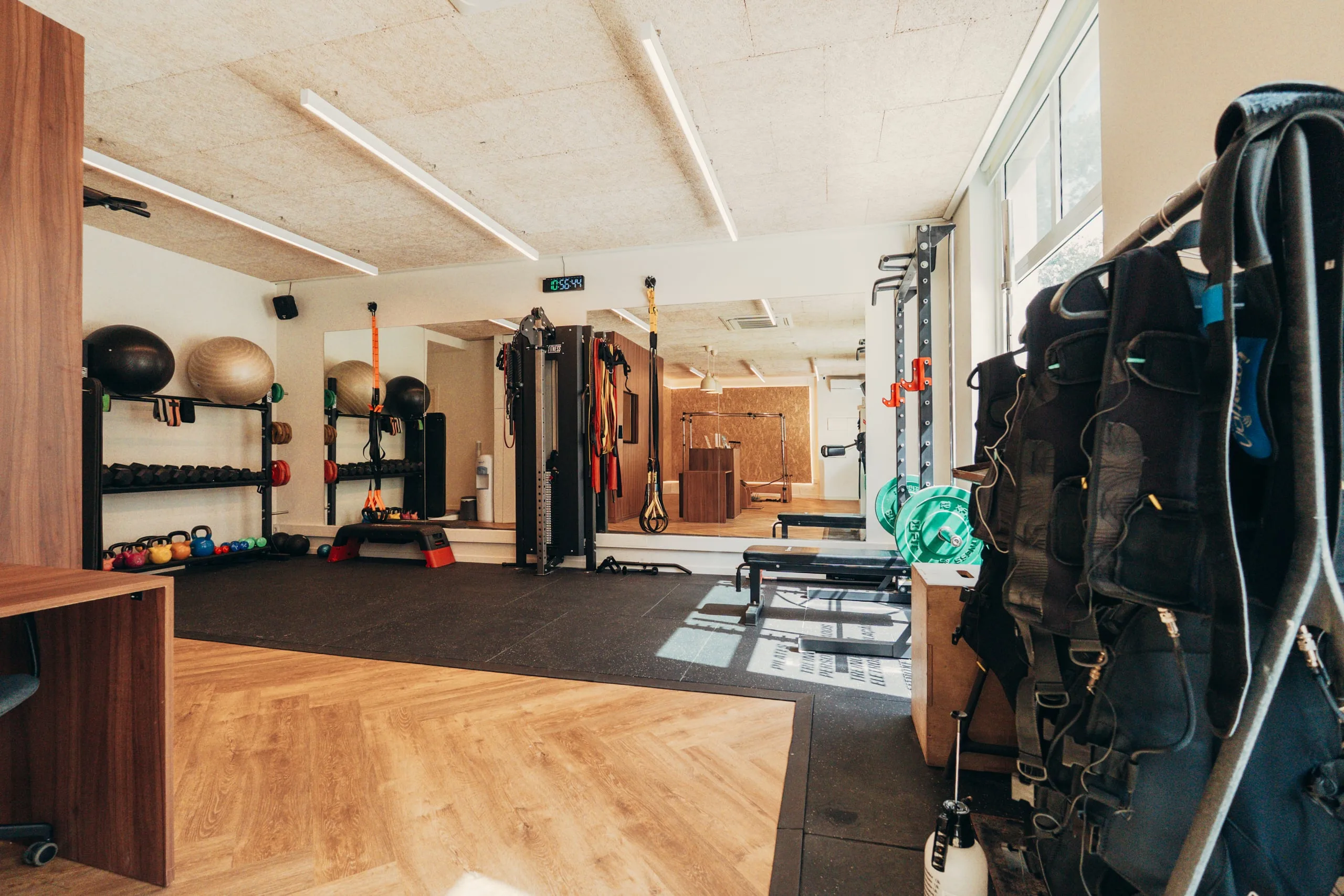 Espaço de treino no estúdio PT do Bairro Telheiras
